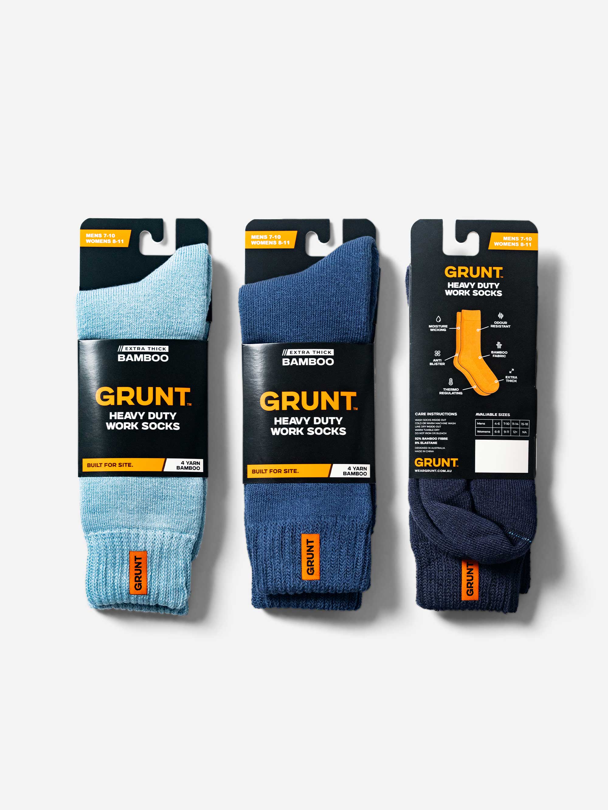 HD-1 // Bamboo Work Socks - Blue 3 Pack