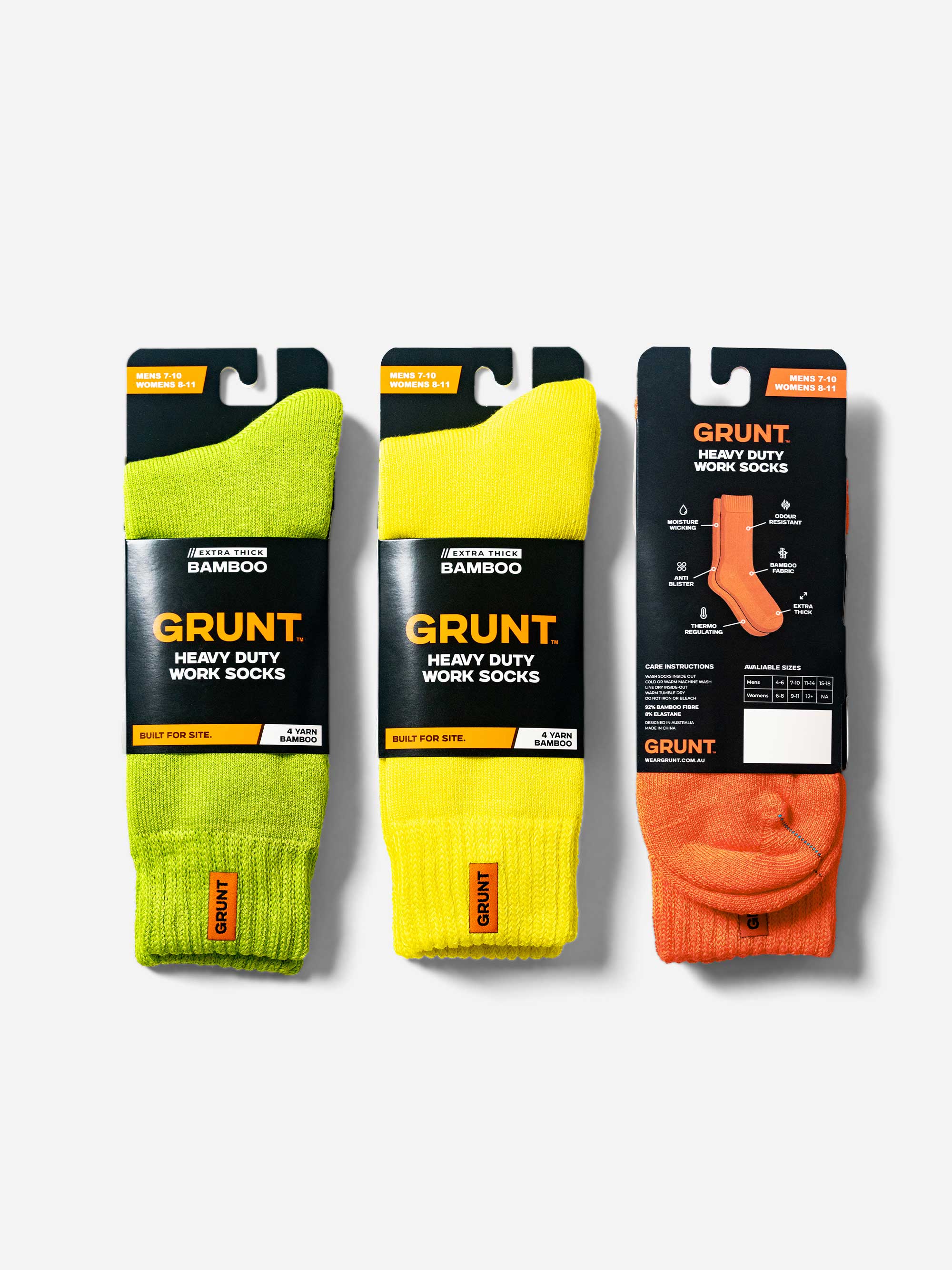 HD-1 // Bamboo Work Socks - HiVis 3 Pack