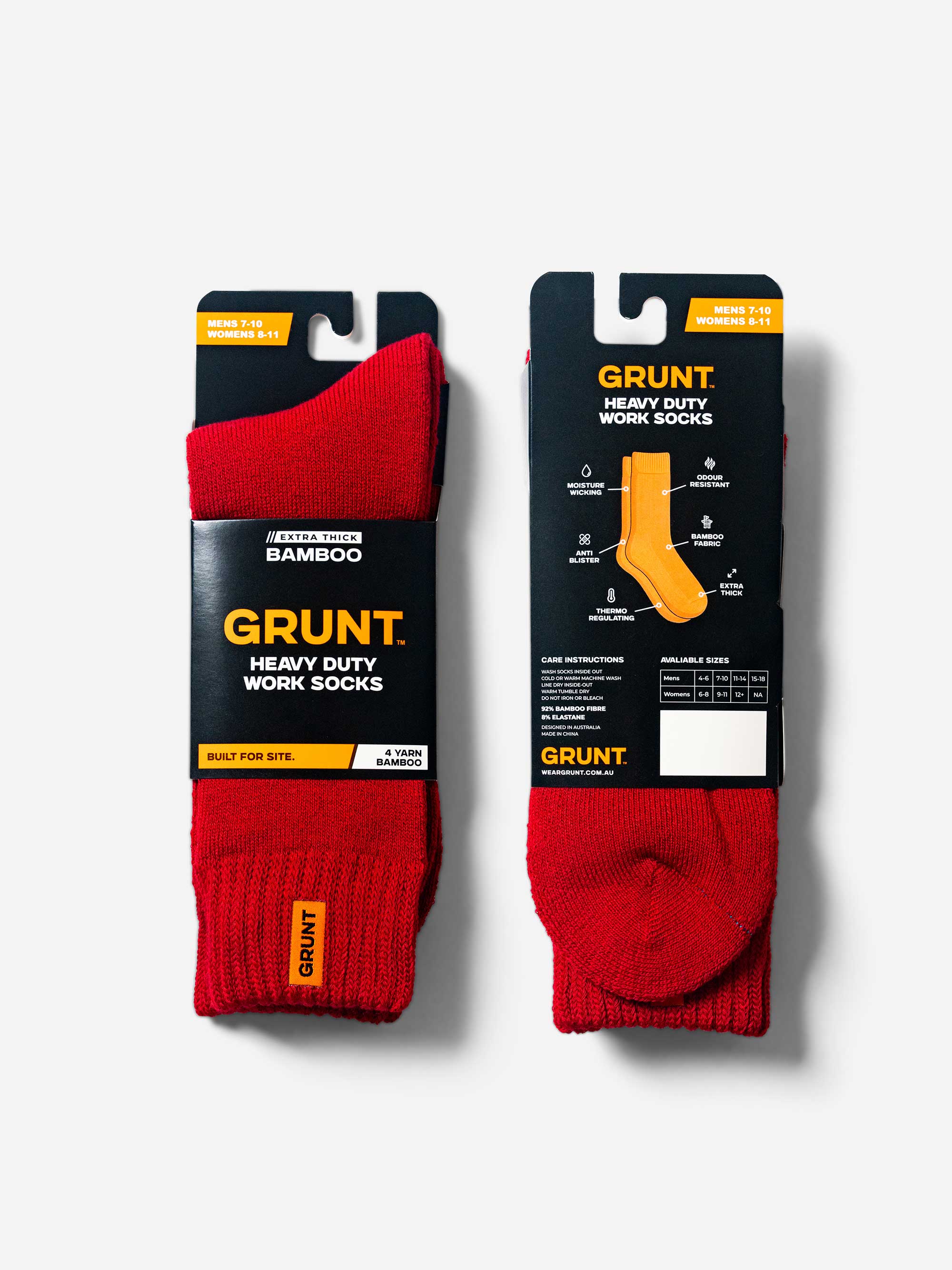 HD-1 // Bamboo Work Socks - Red