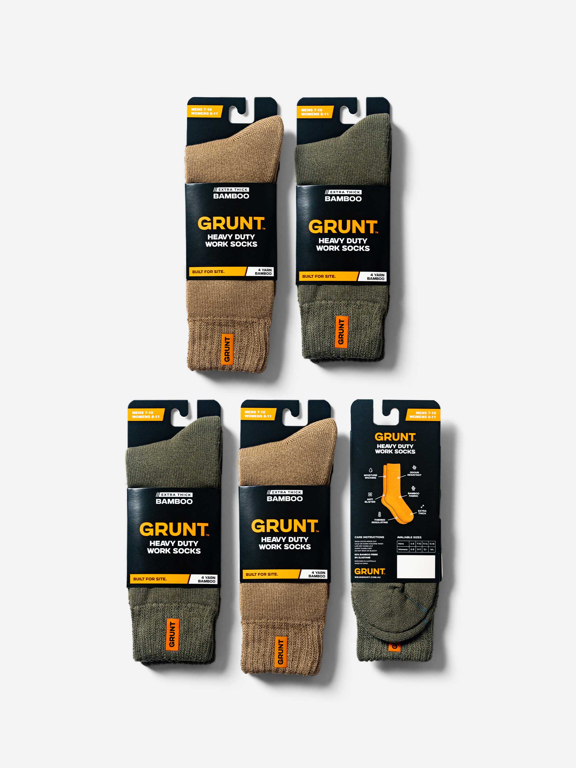 HD-1 // Bamboo Work Socks - Desert 5 Pack