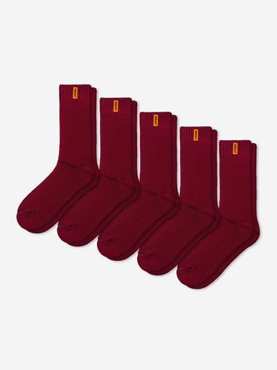 HD-1 // Bamboo Work Socks - Maroon 5 Pack