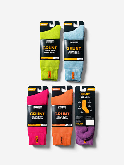 HD-1 // Bamboo Work Socks - Neon 5 Pack