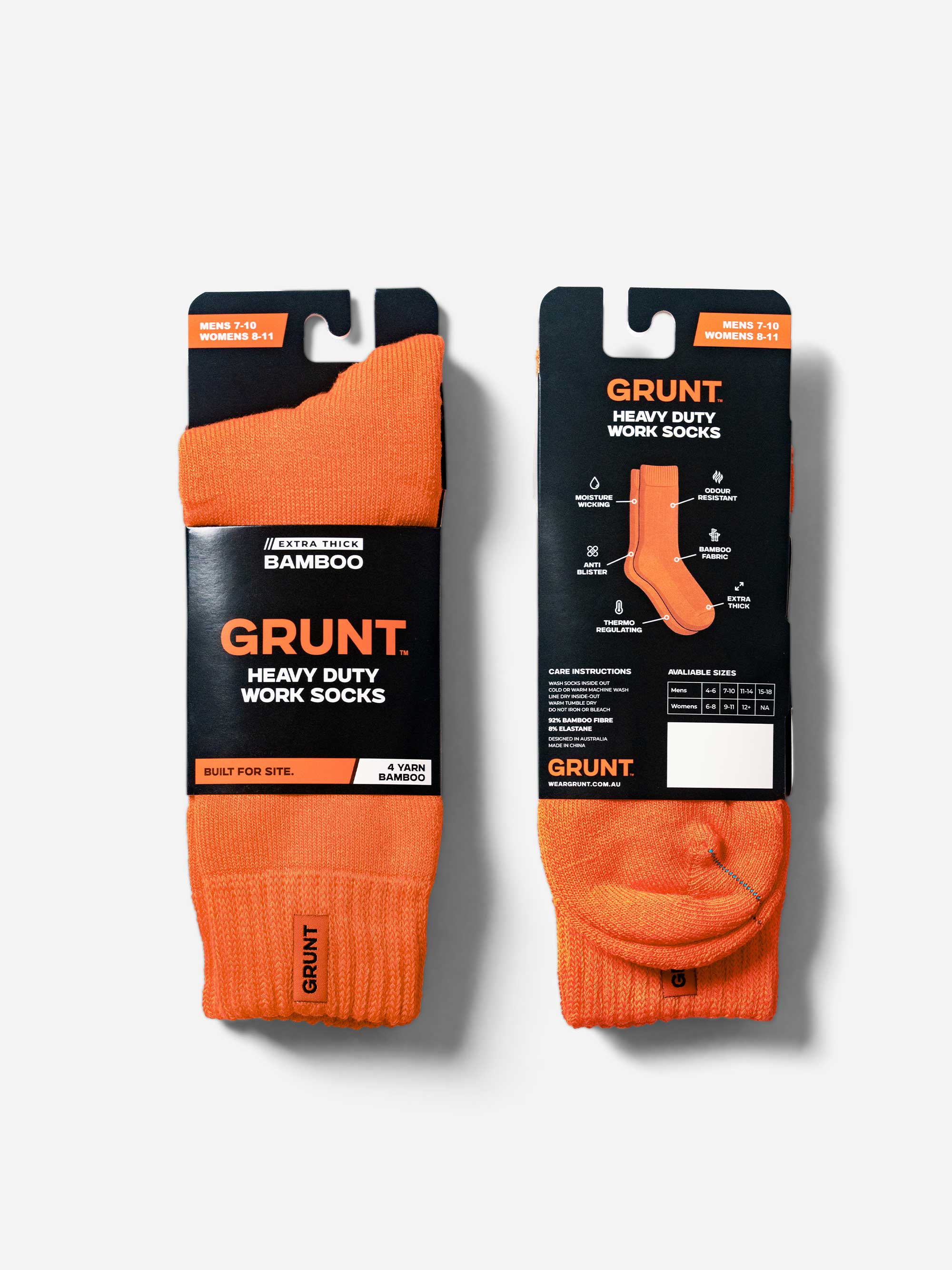 HD-1 // Bamboo Work Socks - Orange