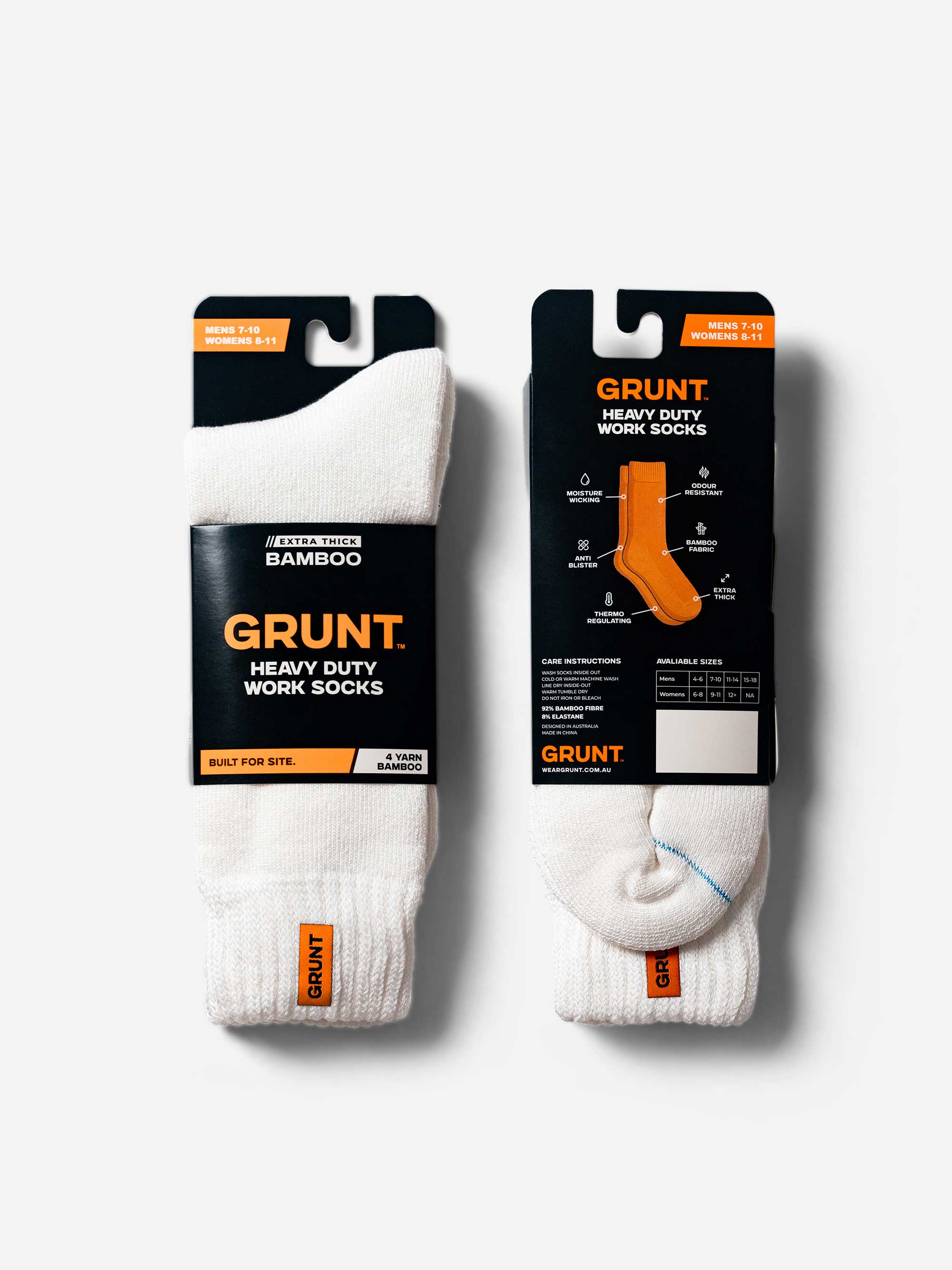 HD-1 // Bamboo Work Socks - White