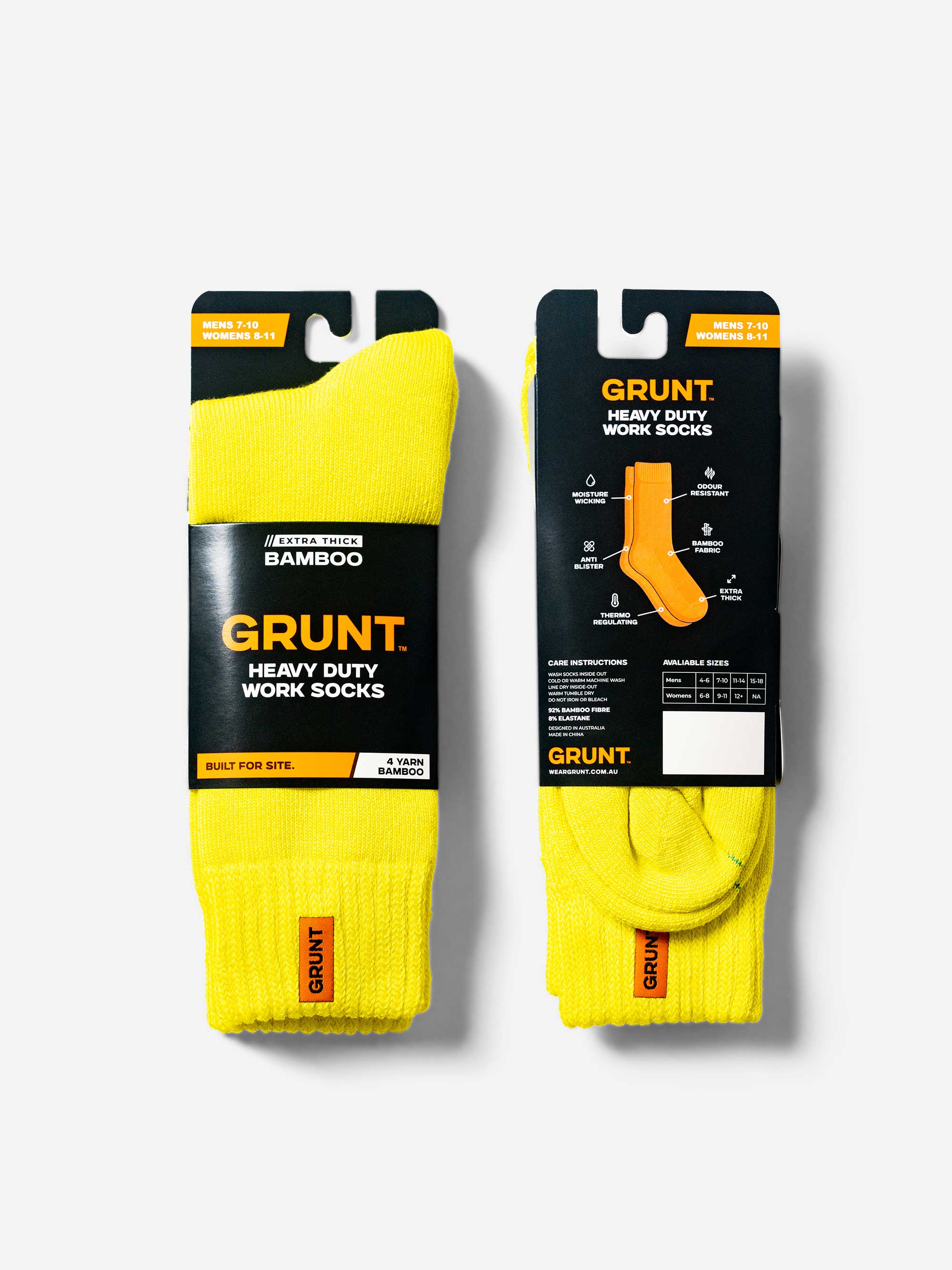 HD-1 // Bamboo Work Socks - Yellow